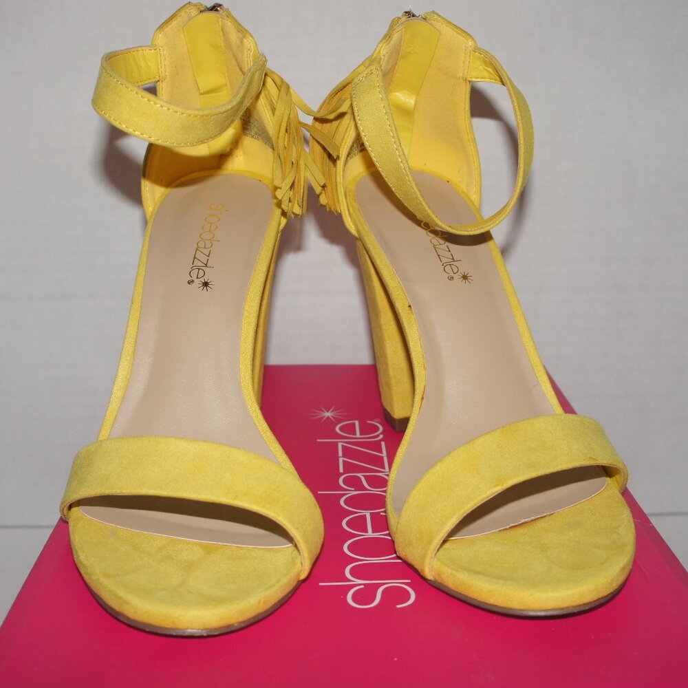 Yellow Shoedazzle Ankle Strap Heel Size 7.5